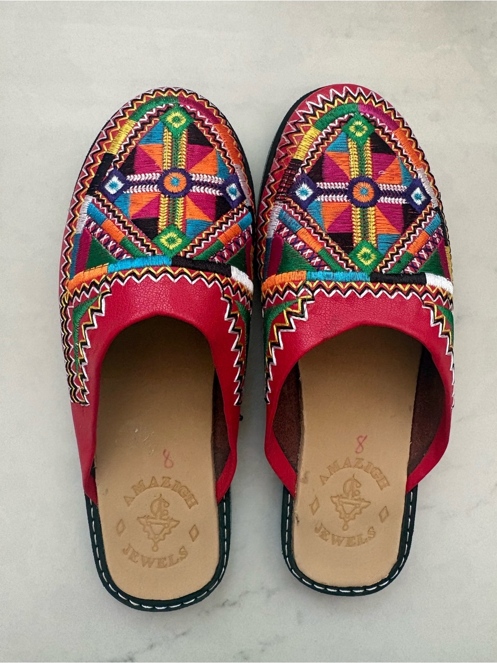 Handmade Moroccan Leather Mule Slippers for Women